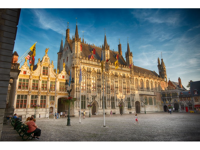 Bruges City Hall at sunset