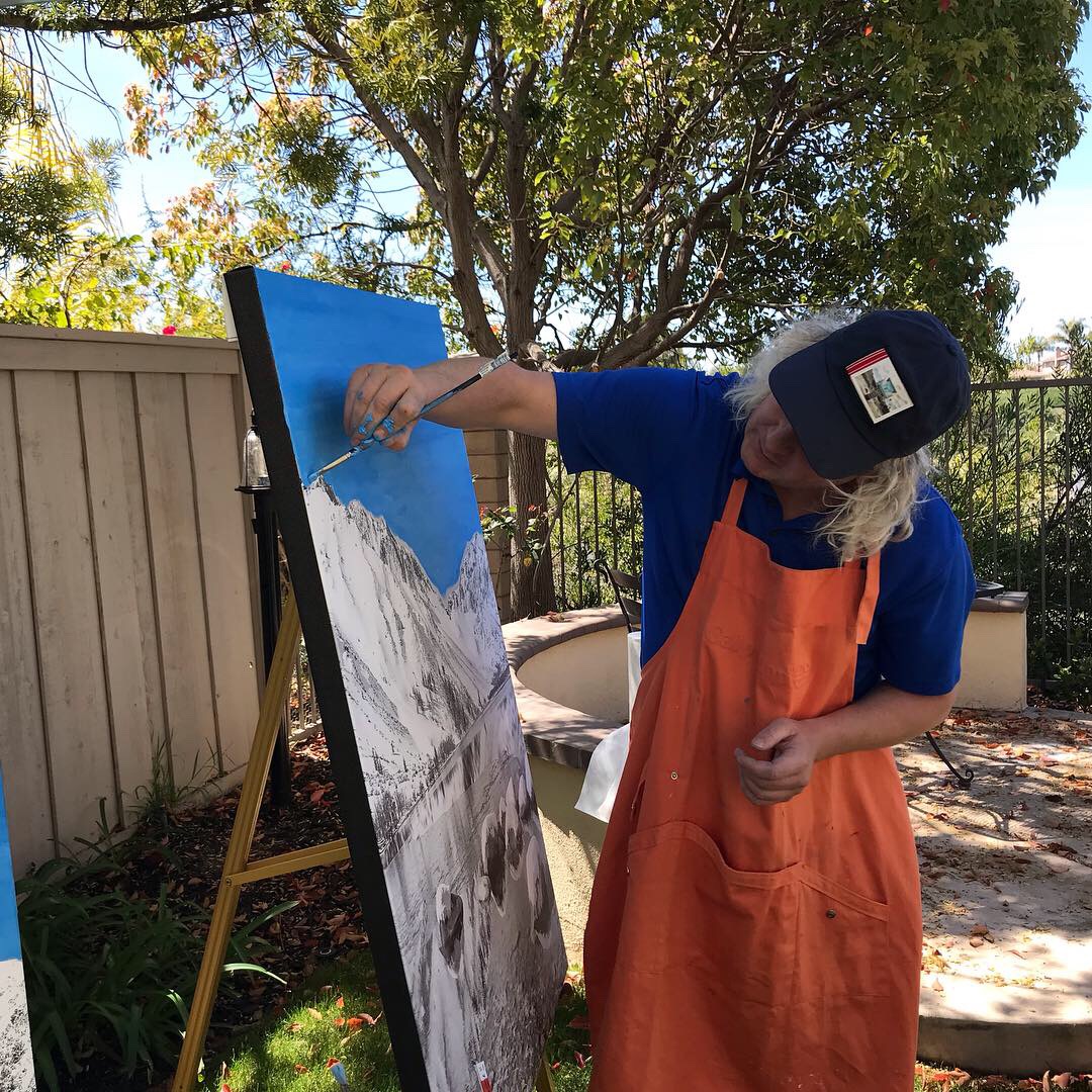 painting of Convict Lake quintych on canvas