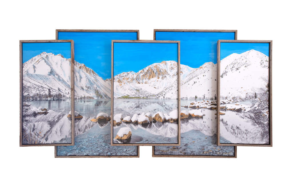 Convict Lake Black and White photo on canvas, colored with oils