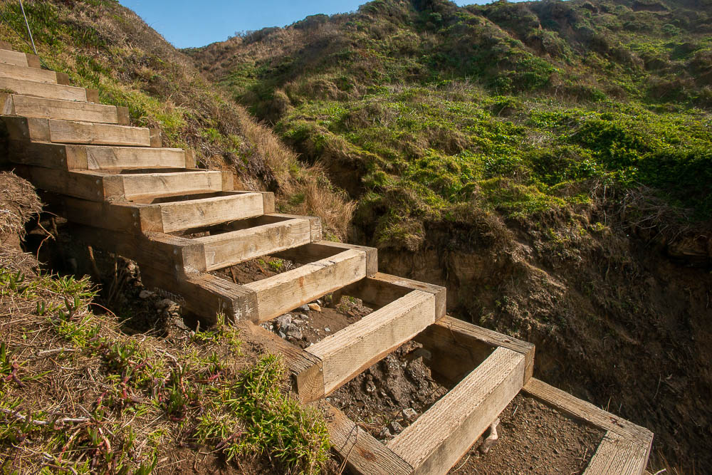 broken stairs at south rodeo beach sausalito