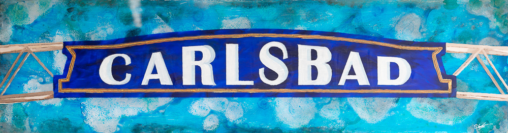 carlsbad sign painting with abstract sky