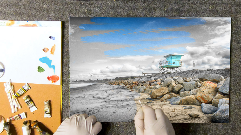 hand tinting tower 28 rocks II with marshall photo oils