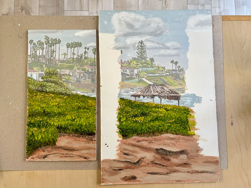 left part of windansea shack oil painting