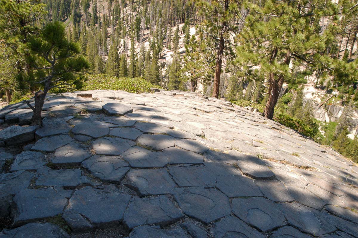 on top of devils postpile near mammoth lakes california