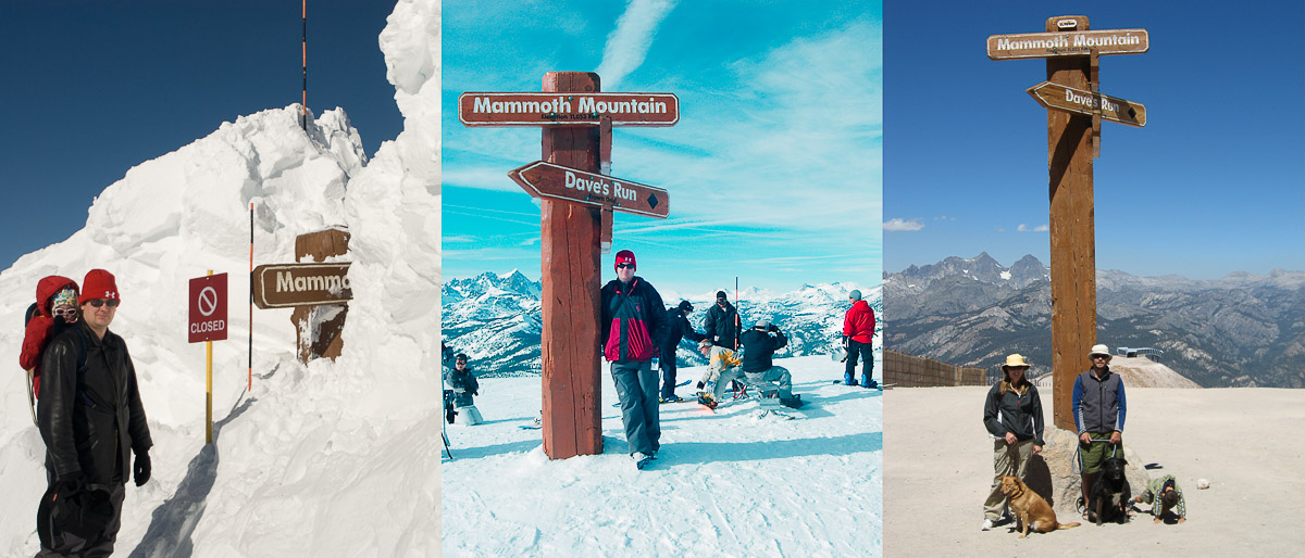 on top of mammoth mountain with different snow levels