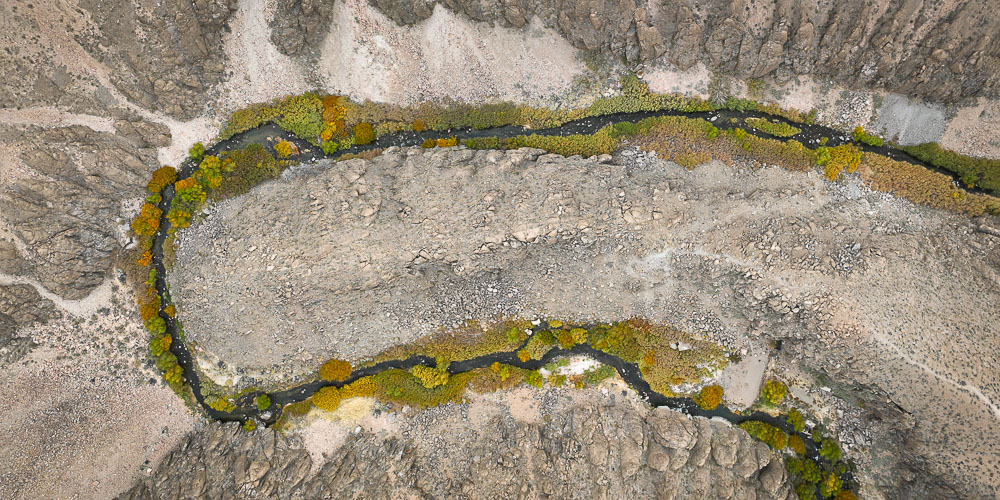 owens river gorge in bishop from above