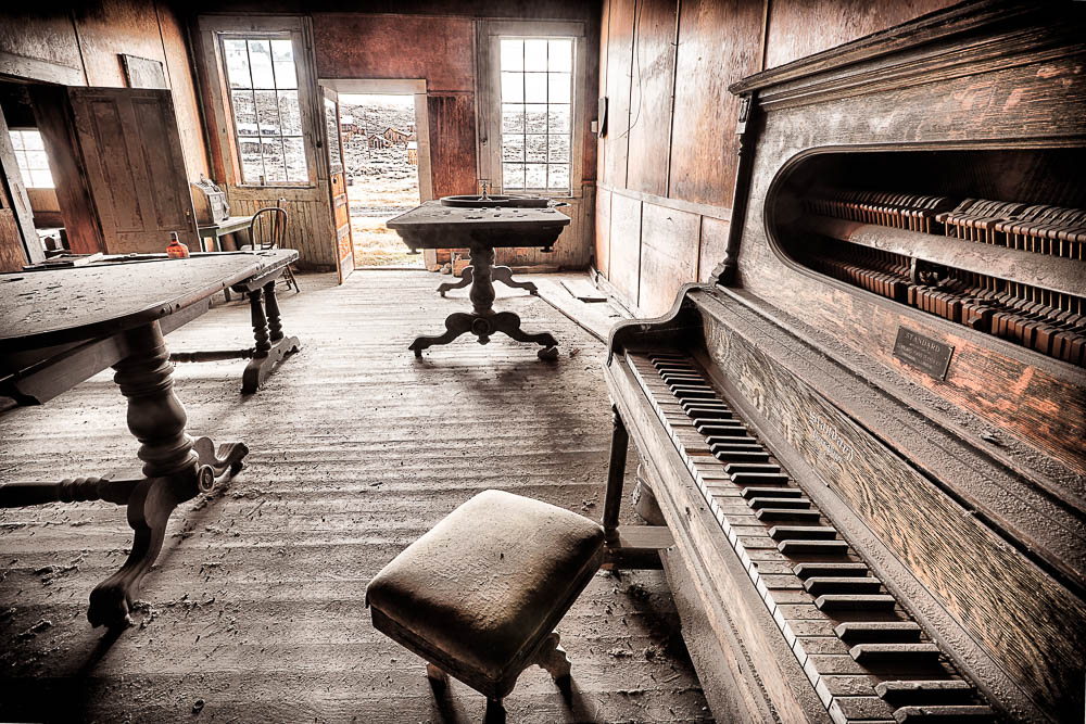 piano in sam leon bar in bodie california
