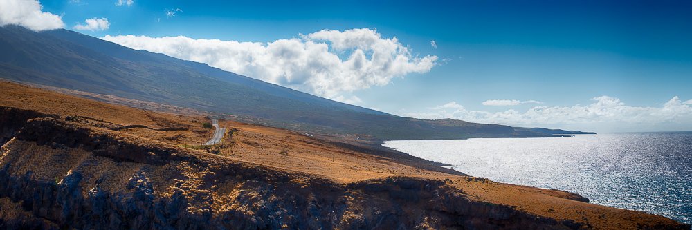 south east coastline of maui with clouds and ocean