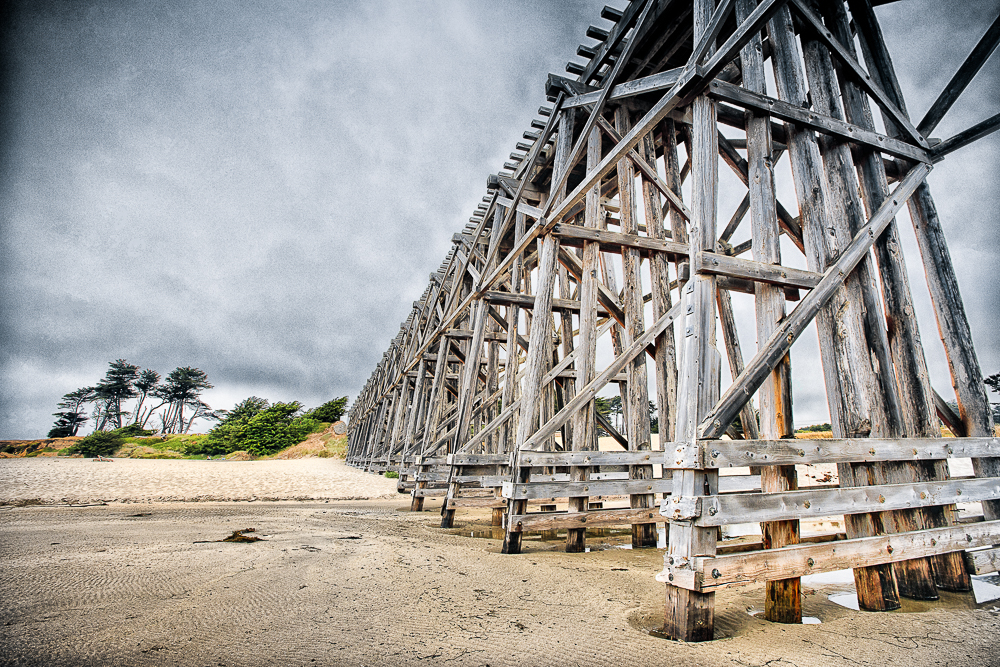 wooden pedestrian bridge in fort bragg